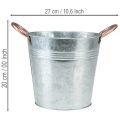 Blumentopf Eimer mit Griffen Metall Deko Ø19cm H17cm | Floristik21.de
