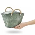 Blumentopf mit Jutegriffen Metall Handtasche 31×20×17cm | Floristik21.de