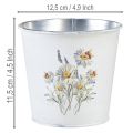 Blumentopf Metall Übertopf Weiß Blumen 12,5cm H11,5cm | Floristik21.de