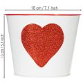 Blumentopf Weiß mit Herz in Rot Übertopf Pflanztopf Ø18cm H13,5cm | Floristik21.de