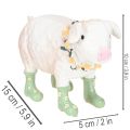 Deko-Schwein Gummistiefel Bauernhoffigur Blumenkranz Polyresin 15,5cm | Floristik21.de