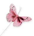 Floristik21 Deko-Schmetterling am Draht Rosa 8cm 12St