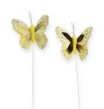 Floristik21 Deko-Schmetterling am Draht Gelb 8cm 12St