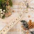 Dekoband Stoff beige Wichtel Herzen 40mm x 15m für Innenbereich | Floristik21.de