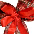 Dekoschleife Weihnachten Geschenkschleife Outdoor Rot Kariert 6cm breit 20×29cm 5St | Floristik21.de