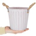 Eimer zum Bepflanzen, Übertopf mit Henkeln, Metalldeko Rosa/Grün/Gelb Shabby Chic Ø16,5cm H15cm 3er-Set | Floristik21.de