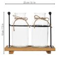 Flaschenvase Glas Holz Vintage Retro Deko Tischdekoration 23x12x19,5cm | Floristik21.de