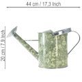 Metall Gießkanne Vintage Look Grün Silber mit Blumenmuster - Dekorative Pflanzkanne Ø18cm | Floristik21.de