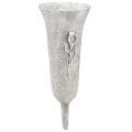 Floristik21 Grabvase Grau Vase zum Stecken mit Calla Motiv H32,5cm