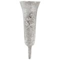 Floristik21 Grabvase Grau Vase zum Stecken mit Rosen Motiv H26cm 2St
