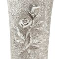 Grabvase Grau Vase zum Stecken mit Rosen Motiv H26cm 2St | Floristik21.de