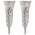 Grabvase Grau Vase zum Stecken mit Rosen Motiv H26cm 2St | Floristik21.de