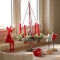 Floristik21 Kantenhocker Elch Weihnachtsdeko Beflockt Rot 31cm 3er Set
