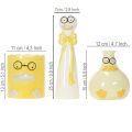 Keramik-Entenfiguren-Set 25 cm, Gelb/Weiß, mit Brille, 3-teilig | Floristik21.de