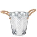 Floristik21 Metalltopf zum Bepflanzen, Blumentopf mit Henkeln, Pflanzgefäß mit Blumenmuster Ø18cm