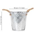 Metalltopf zum Bepflanzen, Blumentopf mit Henkeln, Pflanzgefäß mit Blumenmuster Ø18cm | Floristik21.de