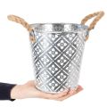 Metalltopf zum Bepflanzen, Blumentopf mit Henkeln, Pflanzgefäß mit Blumenmuster Ø18cm | Floristik21.de