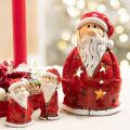 Nikolaus Teelichthalter Keramik 15cm rot mit Sternen für Tischdekoration | Floristik21.de