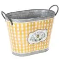Floristik21 Pflanzkübel oval Biene kariert Sommerdeko Übertopf 38×24×29cm