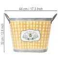 Pflanzkübel oval Biene kariert Sommerdeko Übertopf 38×24×29cm | Floristik21.de