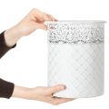 Pflanztopf mit Spitzenmuster, Gefäß aus Metall, Dekoeimer Weiß, Silbern Shabby Chic H28/25,5/23,5cm Ø29,5/25,5/20cm 3er-Set | Floristik21.de