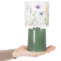 Tischlampe LED mit Blumenmuster und Glasfuß in Grün – stilvolle Beleuchtung für jeden Raum | Floristik21.de