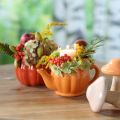 Floristik21 Übertopf Keramik Kürbis Pflanztopf Orange Ø9,5cm H6,5cm 4 St für Hotellerie Dekoration