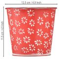 Übertopf Rot Weiß Blumentopf geblümt Metall Ø12,5cm H11,5cm | Floristik21.de