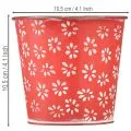 Übertopf Rot Weiß Mini-Blumentopf geblümt Metall Ø10,5cm H10,5cm | Floristik21.de