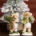 Handbemalte Weihnachtsdeko Mäuse Set aus Polyresin – Niedliche Figuren mit Baum und Geschenken | Floristik21.de