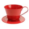 Floristik21 Tasse mit Teller Rot Ø16cm H11cm